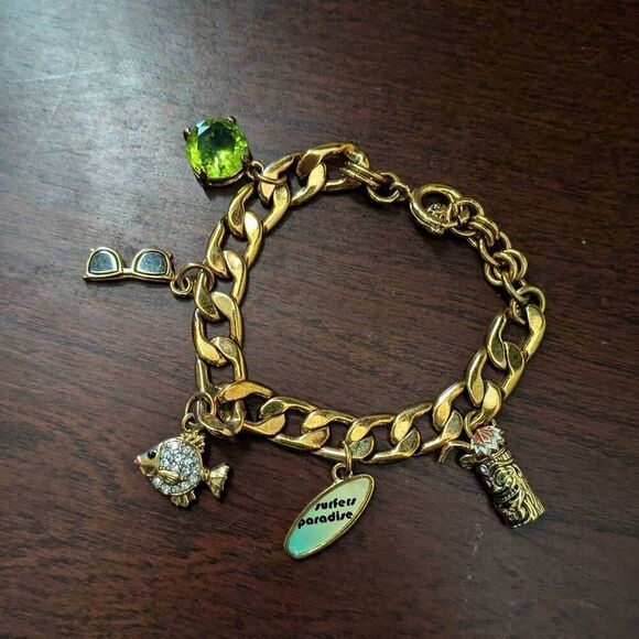 Juicy Couture Y2K Surfers Paradise Gold-tone Vintage Charm Bracelet. - Picture 1 of 5